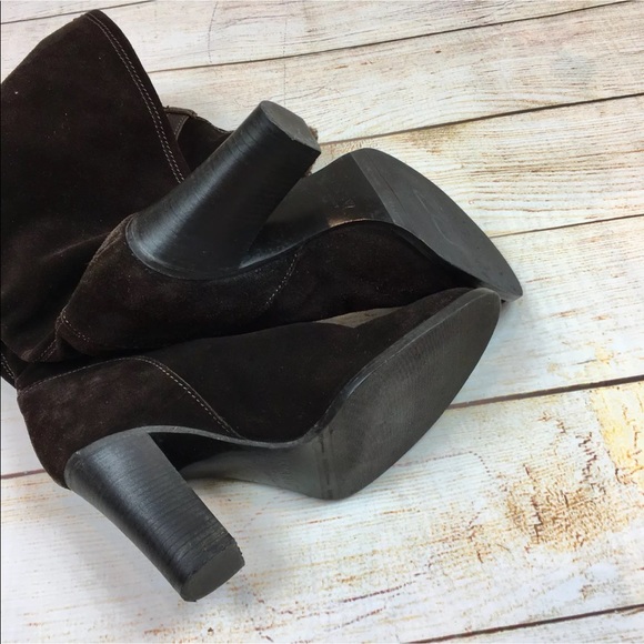 J Crew Italy shearling cuff suede boots sz 7 - Picture 7 of 9